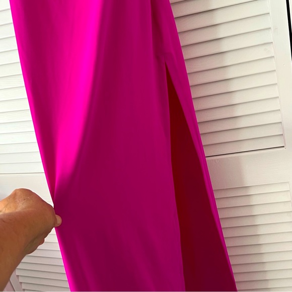 Revolve Susana Monaco One Shoulder Midi Dress Magenta M - Picture 10 of 12